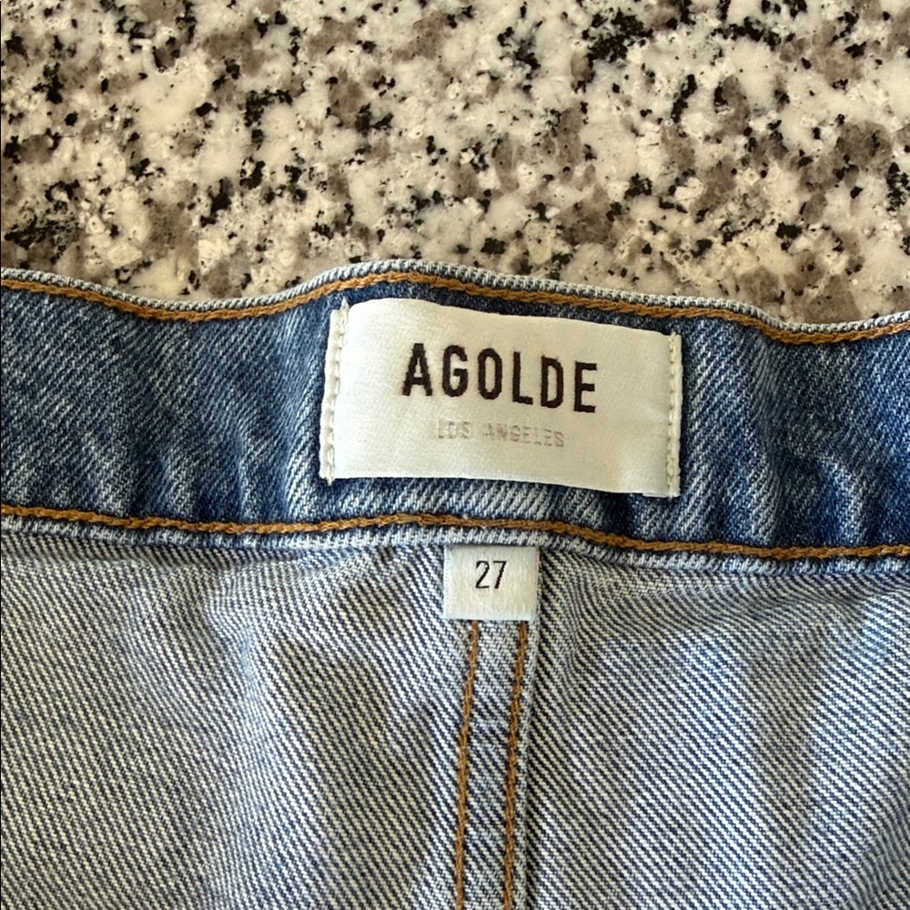 Agolde 90’s Reworked Paper-bag Belted High Waist Denim Shorts Light Wash Sz 27 - Picture 4 of 12